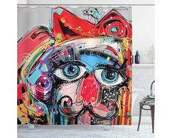 ABAKUHAUS douchegordijn kunst – graffiti Sketchy, 175x180 cm, multicolor