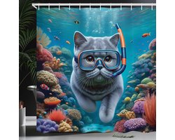 ABAKUHAUS Douchegordijn Sc_429460 175x240 – Turkoois Multicolor