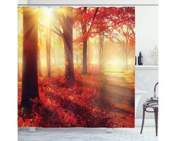 ABAKUHAUS – Douchgordijn 175x240 cm – Moderne Badkamerdecoratie – Geel/Rood