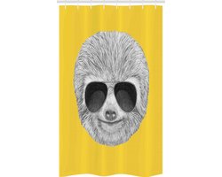 ABAKUHAUS Douchgordijn Luiaard – 120x180 cm – Geel/Grijs – Met Haken