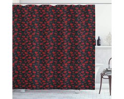 ABAKUHAUS Douchgordijn Vintage Roos – 175x240 cm – Antraciet/rood