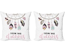 ABAKUHAUS Dream Decoratieve Kussenhoes, Set van 2, Dromenvanger Bohemian, Modern Accent, Dubbelzijdige Digitale Print, 60x60 cm, Multicolor