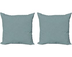 ABAKUHAUS Dusty Blue Decoratieve Kussenhoes, Set van 2, Modern Accent Dubbelzijdige Digitale Print, 50x50 cm, Blauw/Grijs/Turquoise