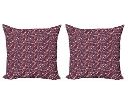 ABAKUHAUS Eikel Kussenhoes Set – 2x 40x40 cm – Dubbelzijdig bedrukt – Rits – Multicolor