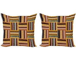 ABAKUHAUS etnische kussenhoes-set – 2x60x60 cm – dubbelzijdig, veelkleurig