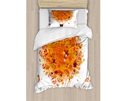 ABAKUHAUS Fallen dekbedovertrekset voor eenpersoonsbedden, herfstthema met ballonnen, inclusief kussensloop, 130 x 200 cm