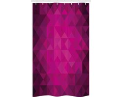 ABAKUHAUS Felroze Smalle Douchegordijn, Driehoekige Geometrische Kunst, Badkamerdecoratie Set van Stof met Haak, 120 x 180 cm, Roze Paarse Pruim