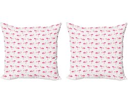 ABAKUHAUS Flamingo Decoratieve Kussenhoes, Set van 2, Tropische Vogels en Vlekken, Modern Accent Dubbelzijdige Digitale Print, 40x40 cm, Roze Blush