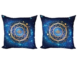 ABAKUHAUS Galaxy Mandala Kussenhoezen – 2x40x40 cm – Dubbelzijdig bedrukt – Multicolor