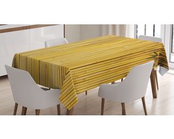 ABAKUHAUS Geel Tafelkleed, Natuur Hout Bladeren Vorbauten, Vuilafstotend en wasbaar met moderne printtechnologie en heldere kleuren, 140 x 240 cm, Geel