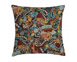 ABAKUHAUS Gekritzel-kussenhoes – Decoratieve kussenhoes – 60x60 cm – Dubbelzijdig bedrukt – met rits – Rubin Teal
