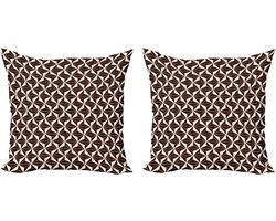 ABAKUHAUS Geometrische decoratieve kussenhoez 2-pack, contrasterende driehoek 45x45 cm, zeehondenbruin en crème