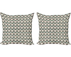ABAKUHAUS Geometrische decoratieve kussenhoez 2-pack, kubistische driehoek 50x50 cm, amandelgro zwart, grijs