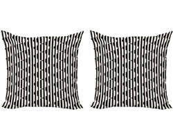 ABAKUHAUS Geometrische decoratieve kussenhoez 2-pack, retro lijnen en driehoek 50x50 cm, zwart en gebroken wit