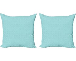 ABAKUHAUS Geometrische decoratieve kussenhoezen, 2-pack, ruiten met zigzaglijnen, modern accent, dubbelzijdige digitale print, 50x50 cm, turquoise wit