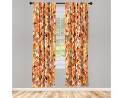 ABAKUHAUS Geometrische Gordijnen, Levendig Patroon, Raamdecoratie Set van 2 Panelen voor Woonkamer en Slaapkamer, 150 cm x 225 cm, Multicolor