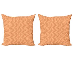 ABAKUHAUS Geometrische kussenhoes – 2x40x40 cm – microvezel – bleek oranje