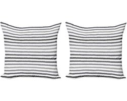 ABAKUHAUS Gestreepte kussenhoes – 50x50 cm – Dubbelzijdig bedrukt – Grijs/Wit