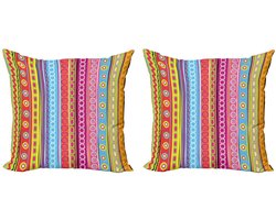 ABAKUHAUS Gestreepte Kussenhoes Set – 2x60x60 cm – Dubbeldruk Digital – Multicolor