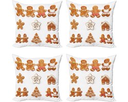 ABAKUHAUS Gingerbread Man Throw Pillow Cover Set of 4, House Tree, Modern Interior Accent with Both Sides Print, 40cm - ShopVlot