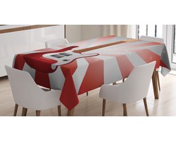 ABAKUHAUS Gitaar Tafelkleed, Musical Artikel Sunburst-Effekt, Gepersonaliseerde print met heldere kleuren zonder vervaging, wasbaar voor buitengebruik, 140 x 240 cm, Vermiljoen Wit