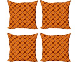 ABAKUHAUS Gooikussenhoes 4-pack, Abstract Bos Moderne Kunst, Moderne Accent Dubbelzijdige Digitale Print, 50x50cm, oranje kastanjebruin