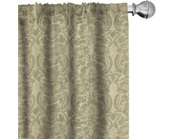 ABAKUHAUS – Gordijnen 2x75x245 cm – microvezel, halfdonker, gebloemd, khaki