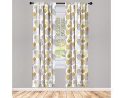 ABAKUHAUS Gordijnen – Set van 2 – 75x225 cm – Microvezel – aarde geel lichtgrijs