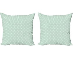 ABAKUHAUS Green Throw Pillow Case Set of 2, Retro Little Polka Dots, Zipper and Print on Both Sides, 50cm x 50cm, Mint - ShopVlot