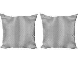 ABAKUHAUS grijze decoratieve kussens met chevronprint, kussenhoezen, 2-pack, Modern Accent dubbelzijdige digitale print, 45x45 cm, Houtskoolgrijs Lichtgrijs