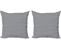 ABAKUHAUS grijze decoratieve kussens met chevronprint, kussenhoezen, 2-pack, Modern Accent dubbelzijdige digitale print, 50x50 cm, lichtgrijs en grijs