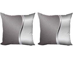 ABAKUHAUS Grijze Kussenhoes Set 2x45x45 cm – Dubbelzijdig bedrukt, Rits