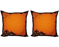 ABAKUHAUS Halloween kussenhoezen-set – 2x45x45 cm – dubbelzijdig bedrukt