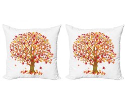 ABAKUHAUS Herfst Kussenhoes Set – 2x45x45 cm – Veelkleurig, Dubbelzijdig