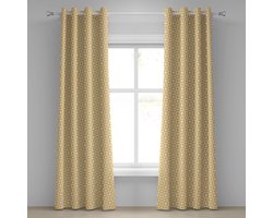 ABAKUHAUS Holy Eyelet Gordijn, Marokkaanse effecten, decoratieve 2-panelige raamgordijnen voor de slaapkamer en woonkamer, 280 cm x 175 cm, Aardgeel