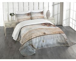 ABAKUHAUS Houten bedsprei-set – Eikels Timber – 264×220 cm, bruin