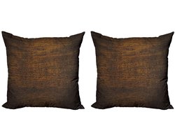 ABAKUHAUS Houten Kussenhoes Set – 2x 40x40 cm – Dubbelzijdig bedrukt – met rits – Chestnut/Brown