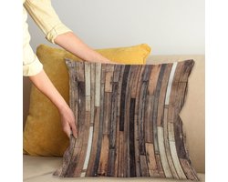 ABAKUHAUS Houten Sierkussenhoes, Bruin Oud Hardwood Floor Plank Grunge Lodge Garage Loft Natuurlijk Rural Grafisch Print, Decoratieve Vierkante Sierkussenhoes, 70 x 70 cm, Bruin