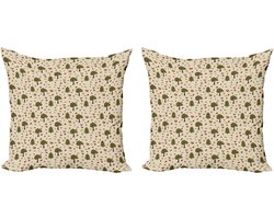 ABAKUHAUS houten sierkussens, set van 2, bosdieren in de natuur, moderne accenten, dubbelzijdige digitale print, 40x40 cm, beige