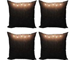 ABAKUHAUS industriell Sierkussen Kussenhoes 4er Set, Houten Kamer, Modern Accent Dubbelzijdige Digitale Print, 60 x 60 cm, Zimt
