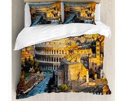 ABAKUHAUS Italië dekbedovertrek Set voor tweepersoonsbedden, mijtbestendig geschikt voor allergiepatiënten met kussenslopen, 200 x 200, ivoorblauw