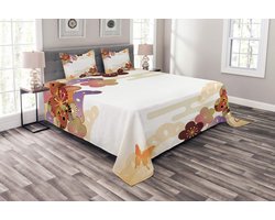 ABAKUHAUS – Japanse bedsprei-set – 264x220 cm – veelkleurig – 2 kussenslopen