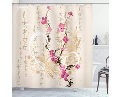 ABAKUHAUS Japanse douchegordijn – Sakura-bloemen – 175×180 cm – multicolor
