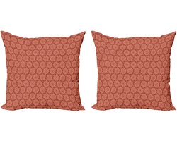 ABAKUHAUS Kaneelkleurige decoratieve kussenhoes, 2-pack, modern accent, dubbelzijdige digitale print, 50x50 cm, lichtroestbruin en donkerroestbruin