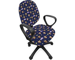 ABAKUHAUS Kindergarten bureaustoel met overtreksel, Owls Starry Night, decoratieve beschermhoes van rekstof, indigo en meerkleurig