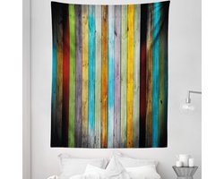 ABAKUHAUS Kleurrijk Wandkleed Eenpersoonsformaat, Verticaal Hout Planken in Carpentry Eik Hout Rustiek Land Leven, Wandkleed Bedsprei Bedhoes Wanddecoratie, 170 x 220 cm, Bruin