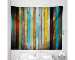 ABAKUHAUS Kleurrijk Wandkleed King-formaat, Verticaal Hout Planken in Carpentry Eik Hout Rustiek Land Leven, Wandkleed Bedsprei Bedhoes Wanddecoratie, 104 W X 88 L Inches, Meerkleurig