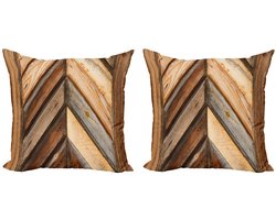 ABAKUHAUS Kussenhoes 50x50 cm – Bruin – Dubbelzijdig bedrukt, Rits