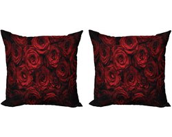 ABAKUHAUS Kussenhoes 60x60 cm – Druppels – Dubbelzijdig Rood/Zwart