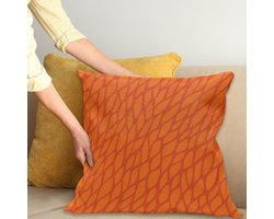 ABAKUHAUS Kussenhoes Burnt-Orange – Bladpatroon – Dubbelzijdig 40x40 cm